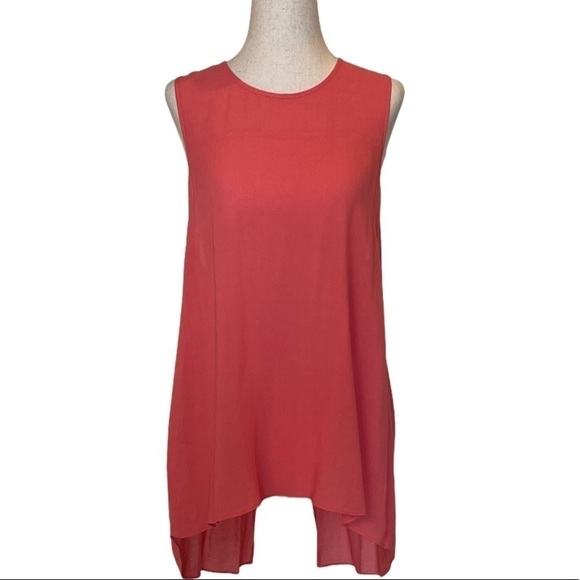 BCBGMaxAzria Pink Coral Sleeveless Top Draped Back Tank Blouse Size M - Picture 1 of 8